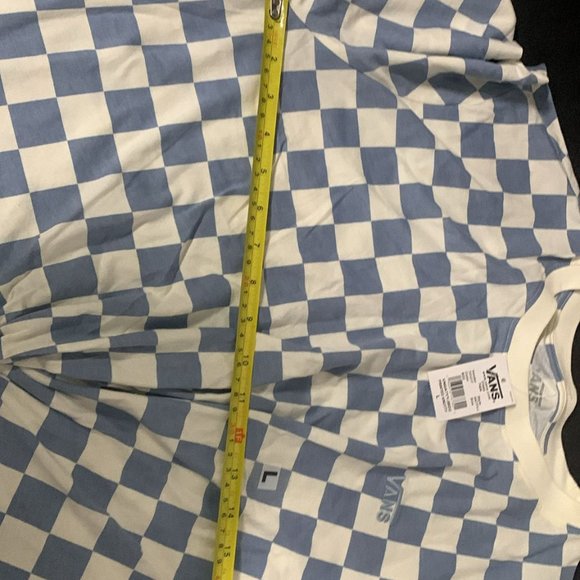 VANS Printed Knotty Long Sleeve Tee Ashley T-Shirt Check Blue White VN0A7YYJBD2 - Picture 4 of 11